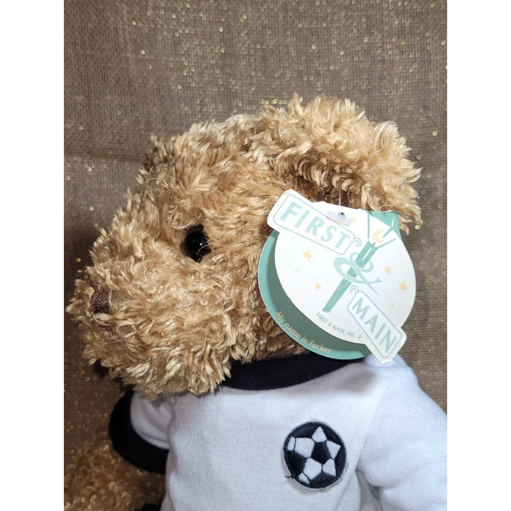Vintage First & Main Soccer Uniform Teddy Bear Curly Hand Crafted With Tags 2002